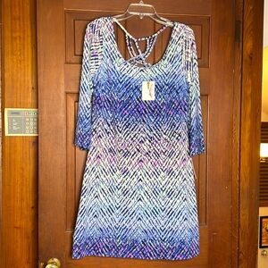 Jessica Simpson Dress with Sexy Back Straps, 3/4 Length Sleeves  SZ 14 Reg NEW!!